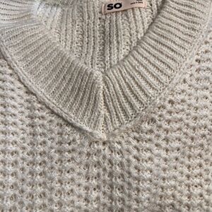 SO Cream Knit V-Neck Sweater